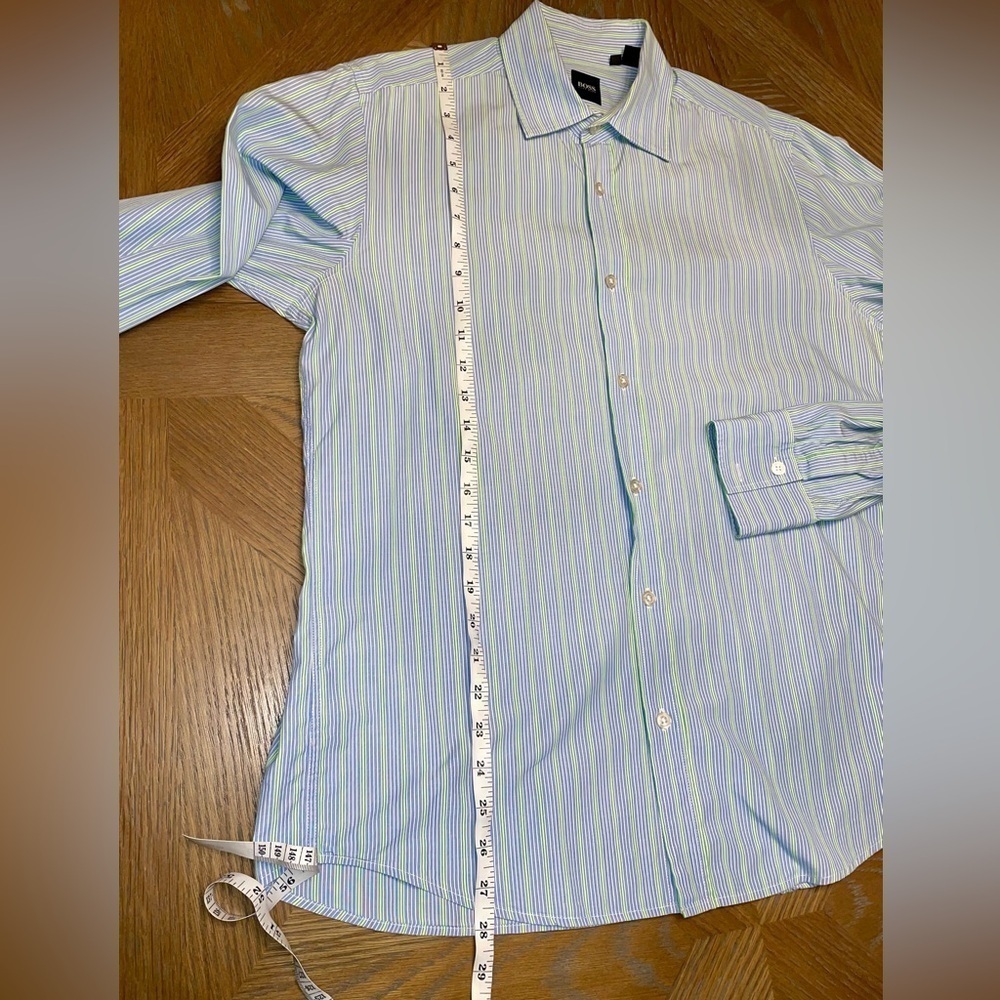BOSS Hugo Boss Lex Striped Button Down Long Sleeve Formal Shirt Regular Fit - Picture 6 of 10